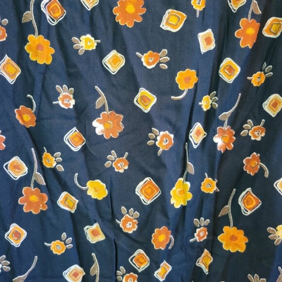 Vintage Regatta Black Orange Floral Midi Maxi Skirt - Picture 3 of 6